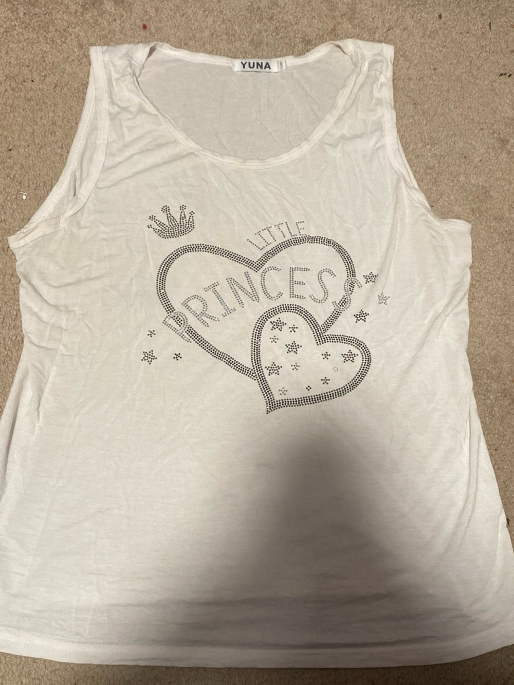 White 'Little Princess' Rhinestone Scoop Tank